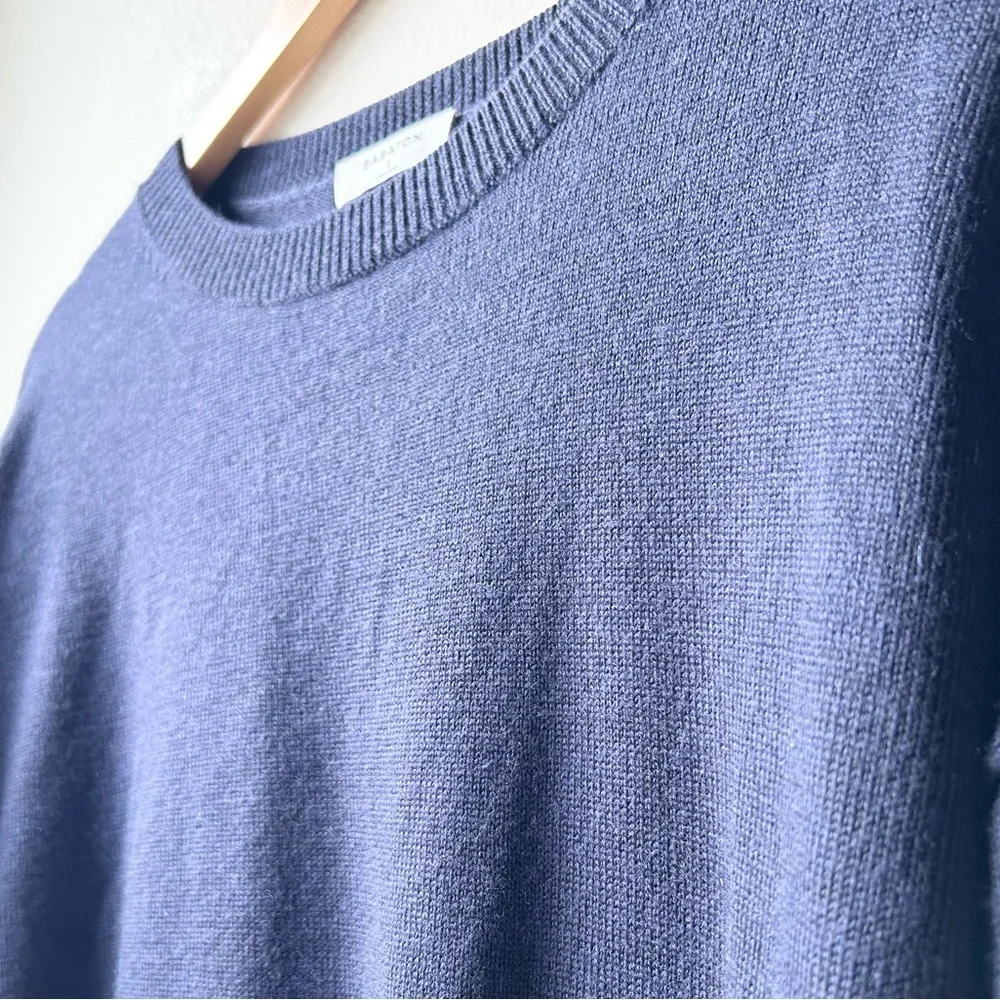 Aritzia Babaton Navy Blue Gunnar Pullover Knit Sweater Wool Step Hem Sz 2